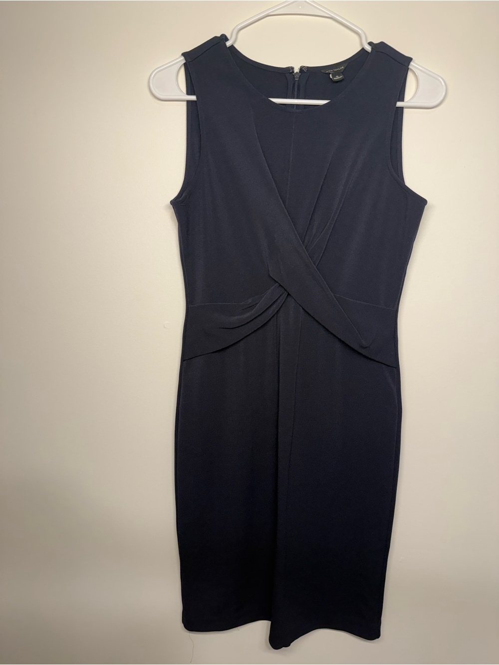 Ann Taylor Navy Sleeveless Twist-Front Sheath Dress